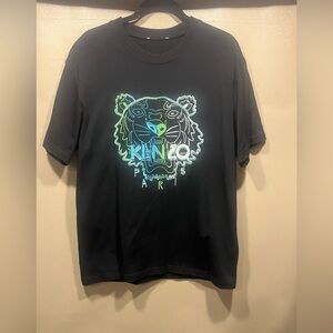 Kenzo Black T-Shirt with Neon Tiger Design